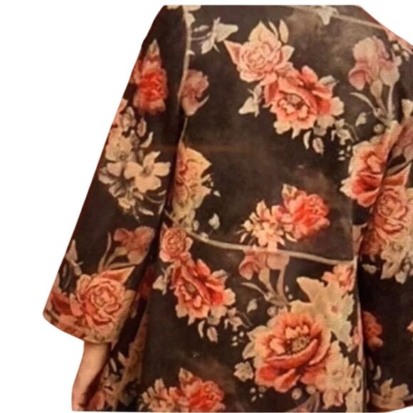 Anthropologie Solitaire NWOT Brown Suede Floral Open Front Kimono Jacket Size M - Picture 6 of 12